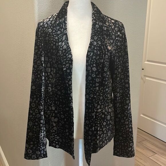 Elévenles Anthropologie Velvet Floral Print Blazer Size 4 - Picture 3 of 8